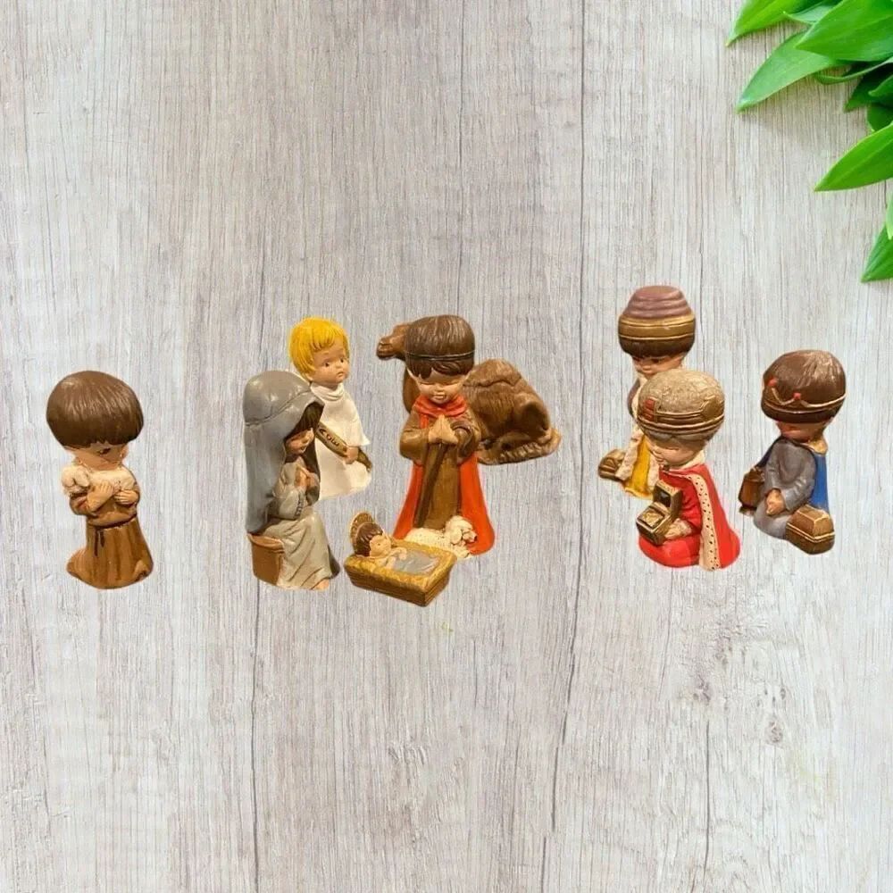 Vintage 1976 Gorham Moppets 9 Pc Christmas Nativity